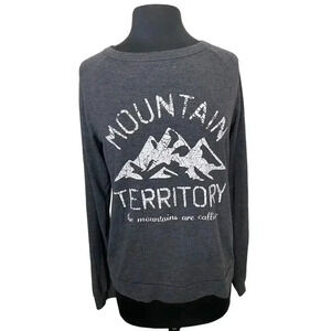 Pj Salvage Anthropologie Gray Crewneck Pullover Size S Graphic Casual 2135